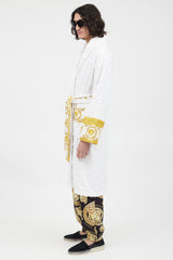 Versace White & Gold Baroque Belted Robe