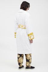 Versace White & Gold Baroque Belted Robe