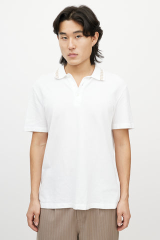 Versace White & Gold Greca Logo Polo Shirt