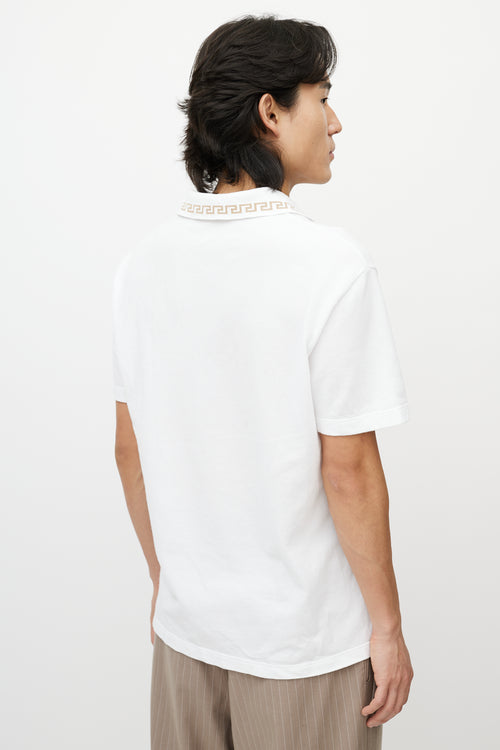 Versace White & Gold Greca Logo Polo Shirt