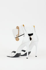 Versace White Leather Medusa Safety Pin Heel