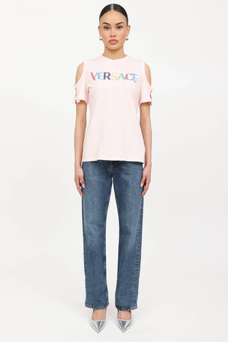 Versace Logo Cold Shoulder T-Shirt