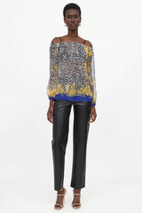 Versace Silk Printed Off The Shoulder Blouse