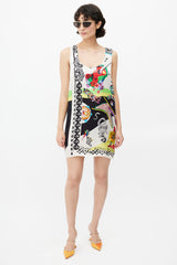Versace White & Multicolour Print Silk Dress
