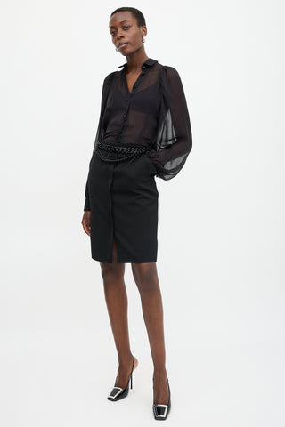 Versace Wool Chain Pencil Skirt