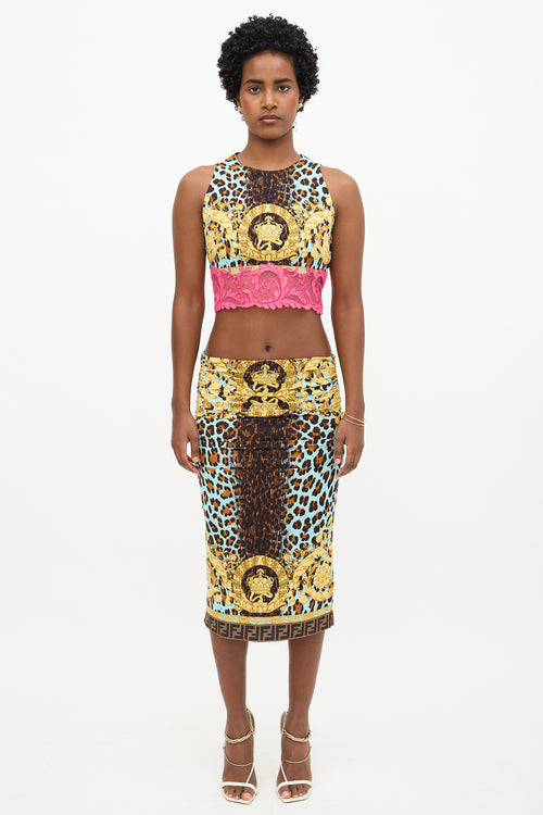 Versace X Fendi 2022 Printed Crop Top