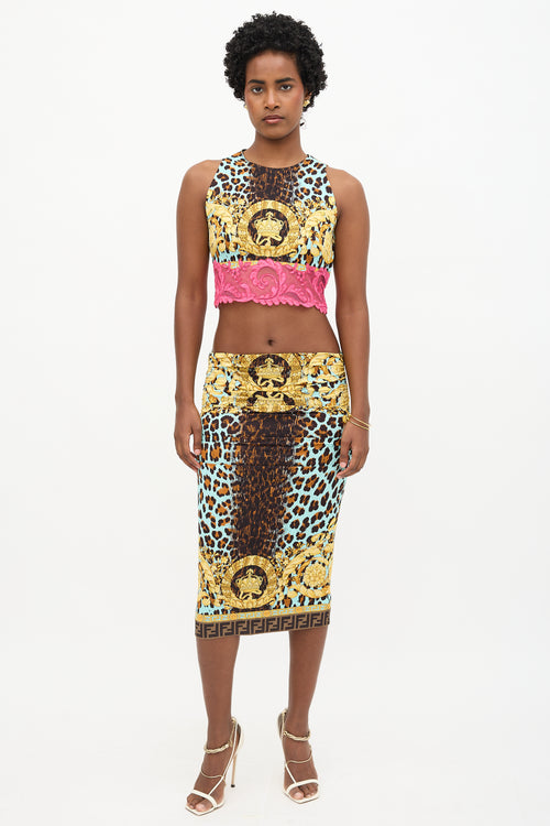 Versace X Fendi 2022 Printed Crop Top