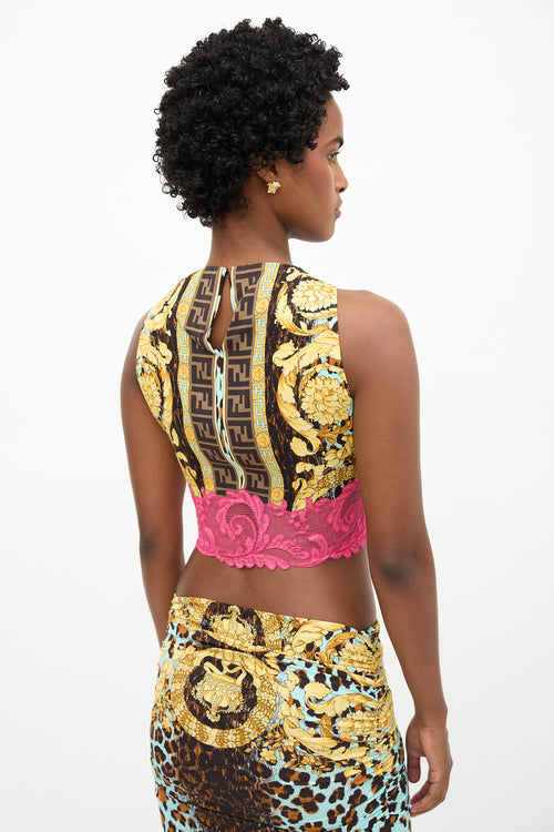 Versace X Fendi 2022 Printed Crop Top