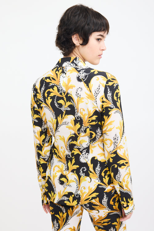 Versace Yellow & Multi Silk Ornate Print Shirt