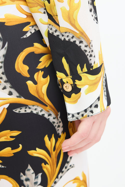 Versace Yellow & Multi Silk Ornate Print Shirt