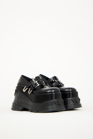 Versace Black Leather Medusa Anthem Platform Sneaker