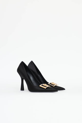 Versace Satin Strass Medusa Plaque Pump