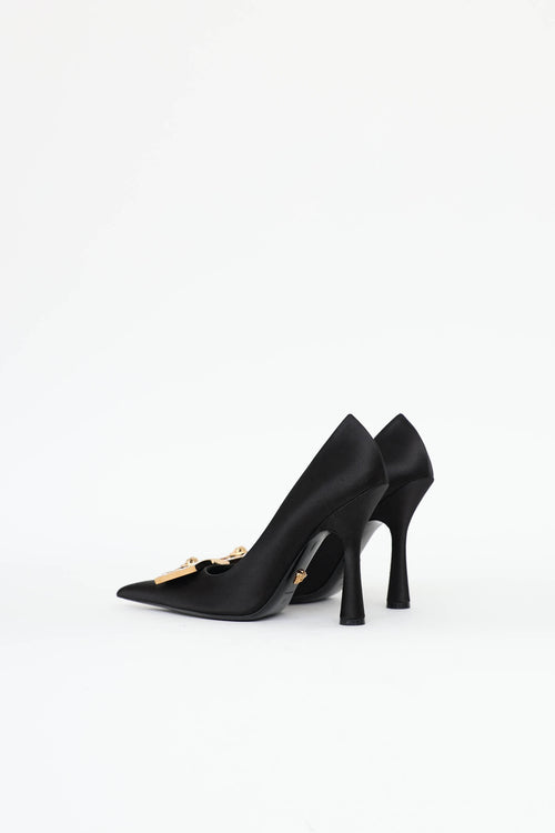 Versace Satin Strass Medusa Plaque Pump