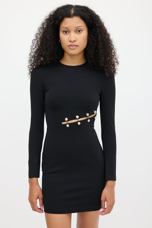 Versus Black Embellished Cutout Mini Dress