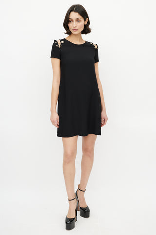 Versus Black & Gold Safety Pin Dress
