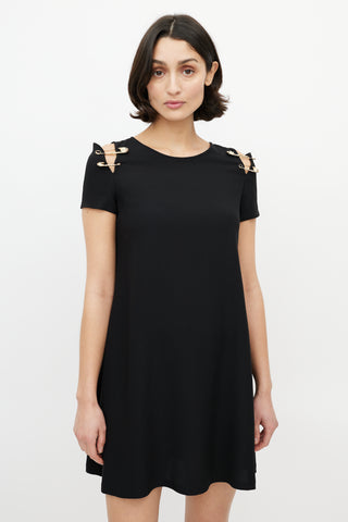 Versus Black & Gold Safety Pin Dress