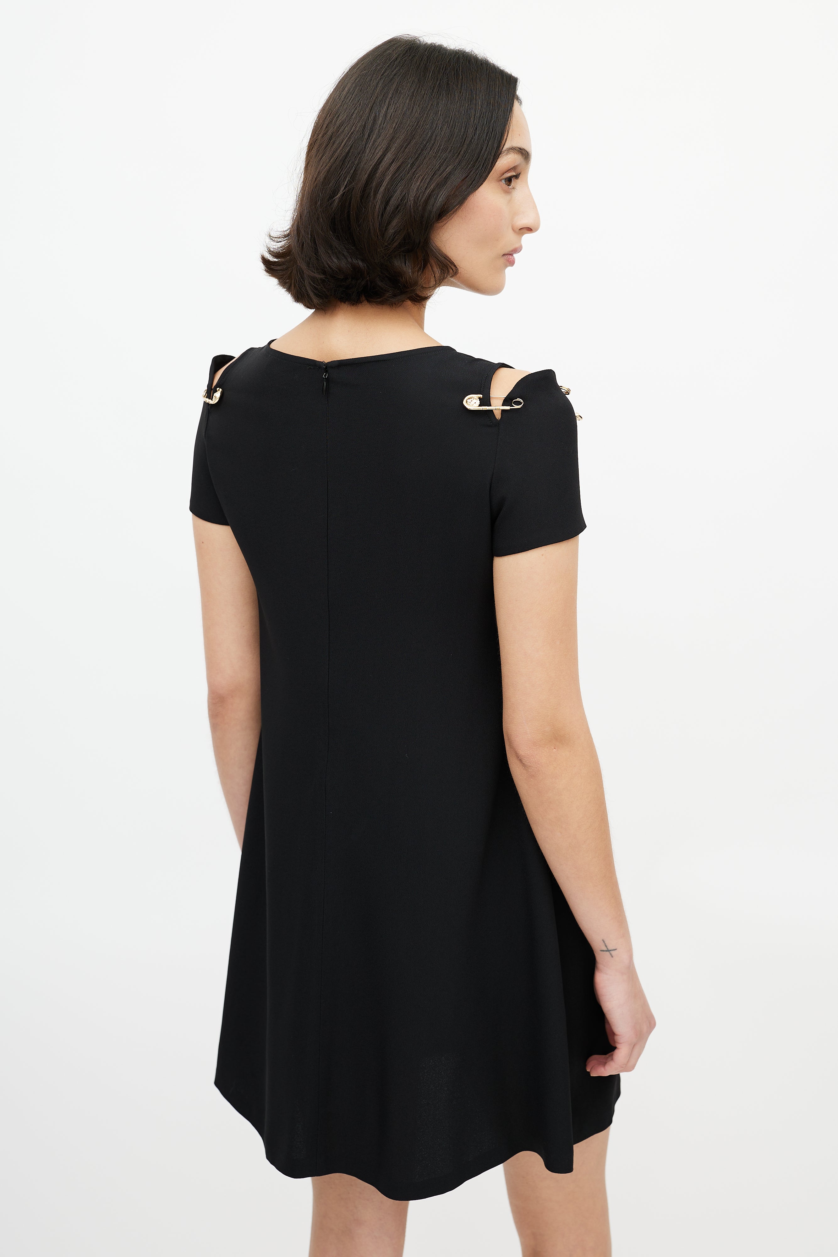 Versace // Versus Black & Gold Safety Pin Dress VSP Consignment Versace // Versus Black & Gold Safety Pin Dress VSP Consignment
