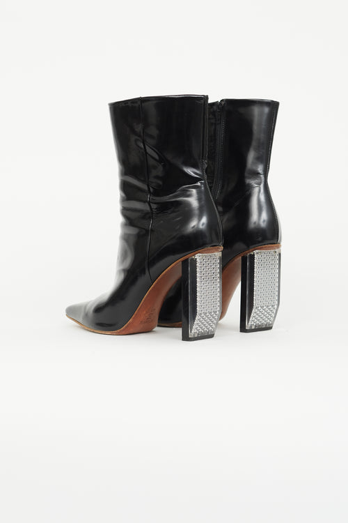 Vetements 2019 Black Patent Reflector Ankle Boot