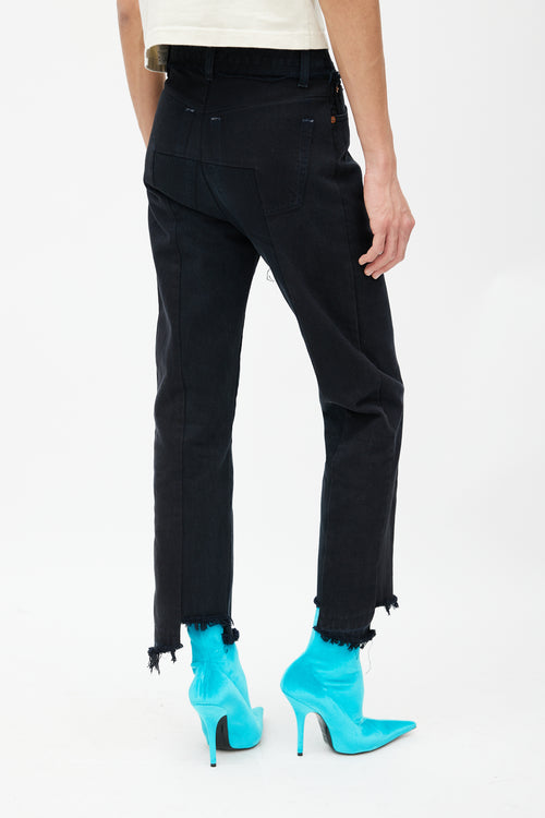 Vetements Black Deconstructed Raw Hem Jeans