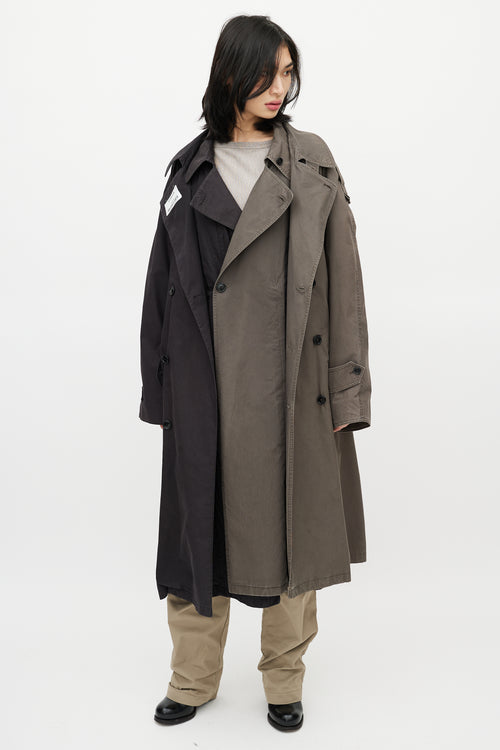 Vetements Black & Grey Reversible Belted Trench Coat