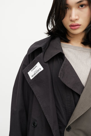 Vetements Black & Grey Reversible Belted Trench Coat