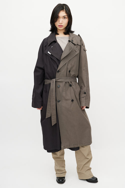 Vetements Black & Grey Reversible Belted Trench Coat