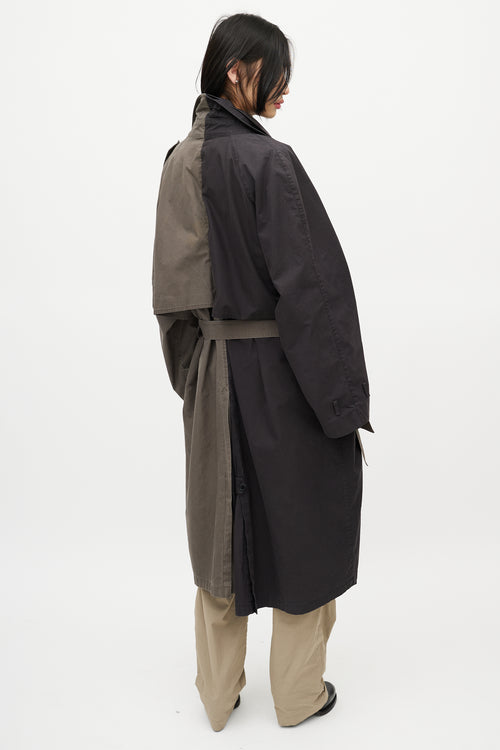 Vetements Black & Grey Reversible Belted Trench Coat