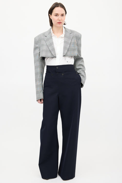 Vetements Black & White Check Cropped Blazer