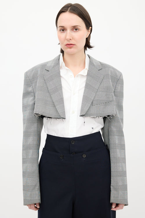 Vetements Black & White Check Cropped Blazer