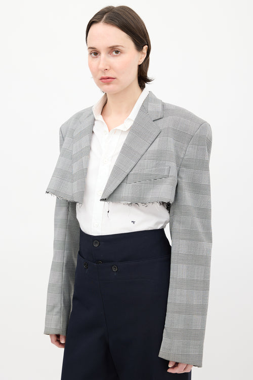Vetements Black & White Check Cropped Blazer
