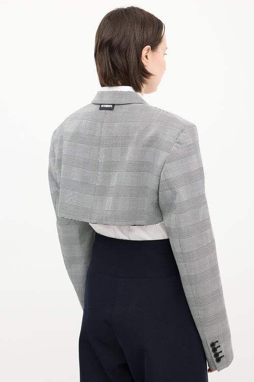 Vetements Black & White Check Cropped Blazer