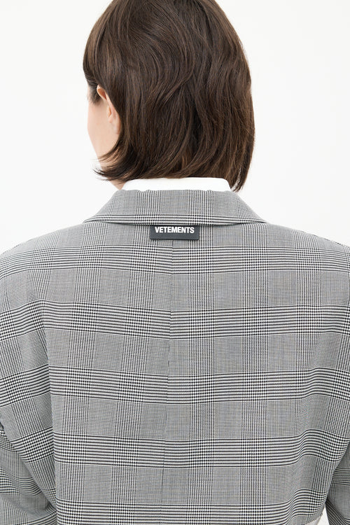 Vetements Black & White Check Cropped Blazer