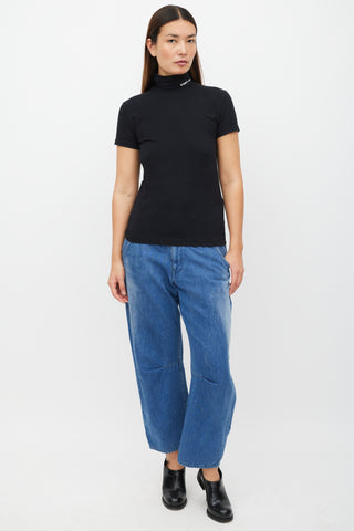 Vetements Black & White Logo Mock Neck Top