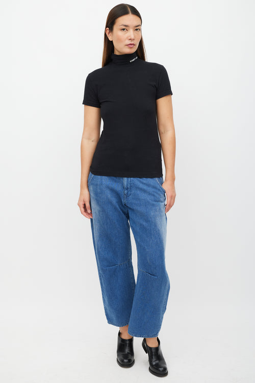 Vetements Black & White Logo Mock Neck Top
