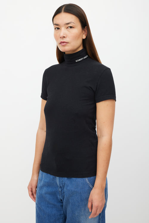 Vetements Black & White Logo Mock Neck Top