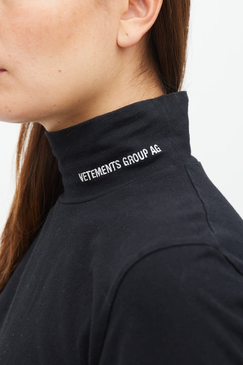 Vetements Black & White Logo Mock Neck Top