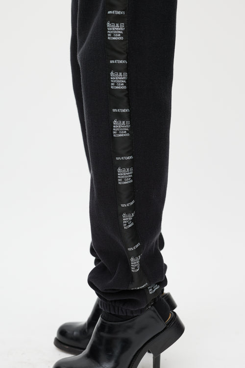 Vetements Black & White Logo Stripe Sweat Pant