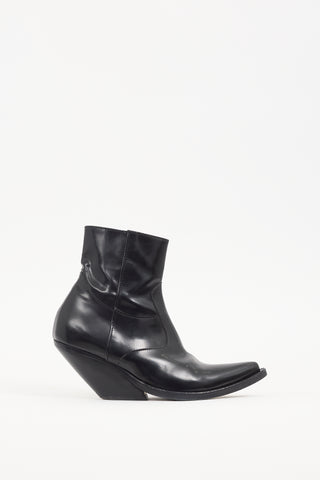 Vetements Black Leather Ankle Boot