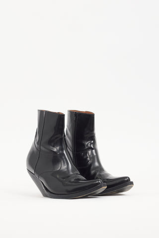 Vetements Black Leather Ankle Boot