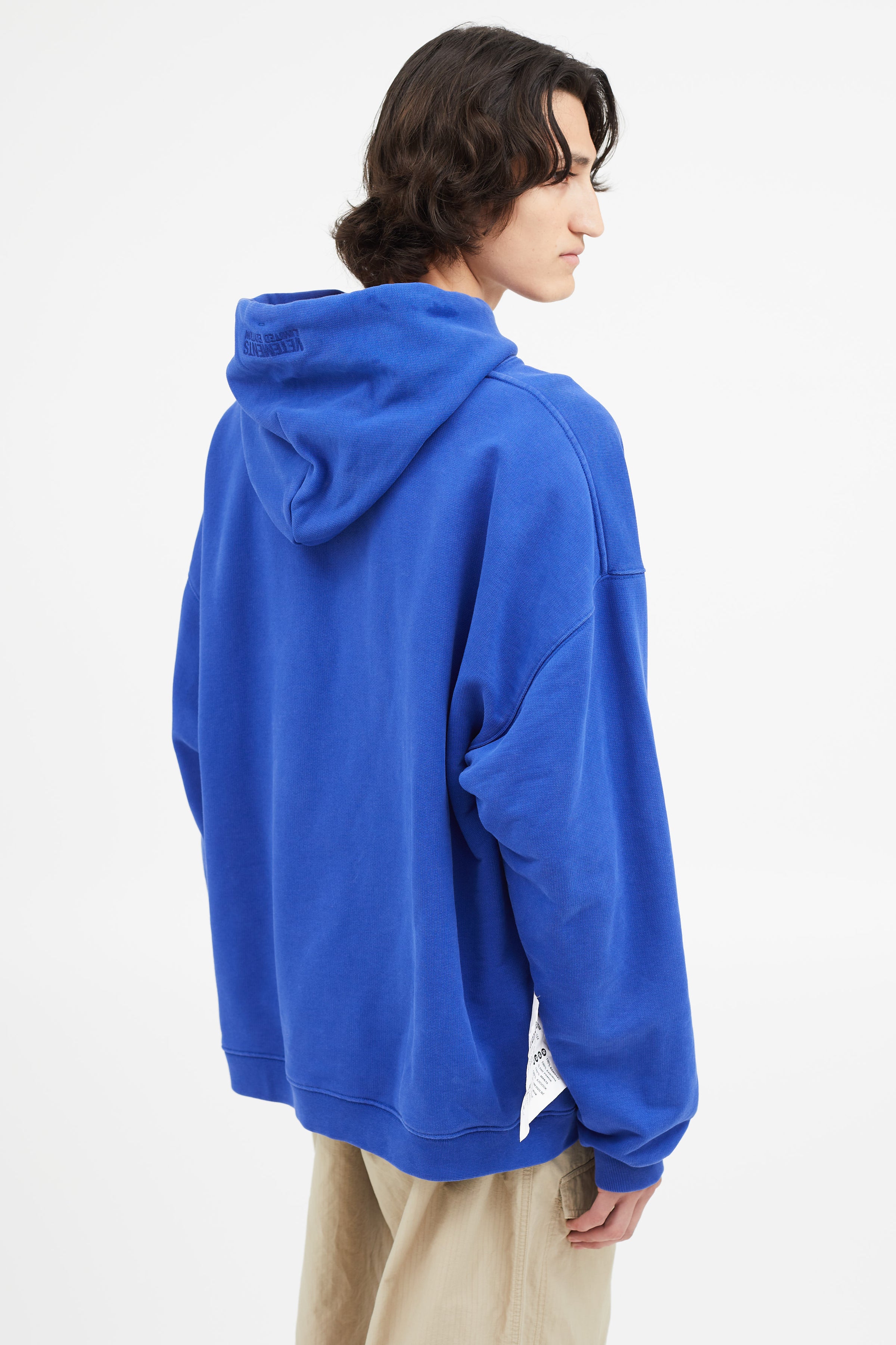 Vetements // Blue Logo Label Terry Hoodie – VSP Consignment