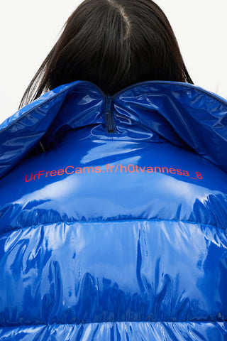 Vetements FW 2017 Blue & Red Patent Webcam Puffer Jacket
