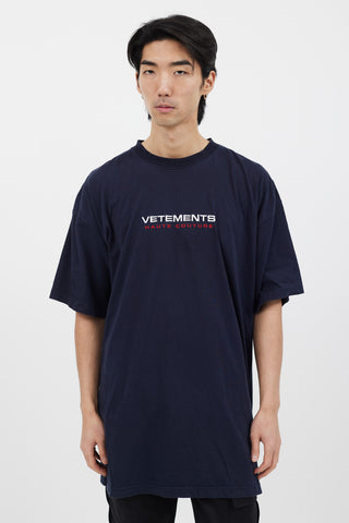 Vetements Navy Logo Front T-Shirt