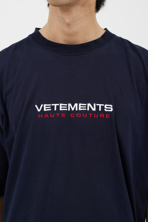 Vetements Navy Logo Front T-Shirt