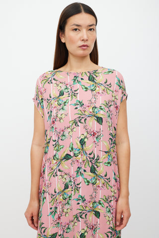 Vetements Pink & Multicolour Floral Sleevelesss Dress