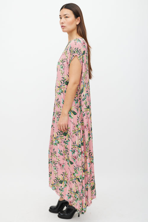 Vetements Pink & Multicolour Floral Sleevelesss Dress