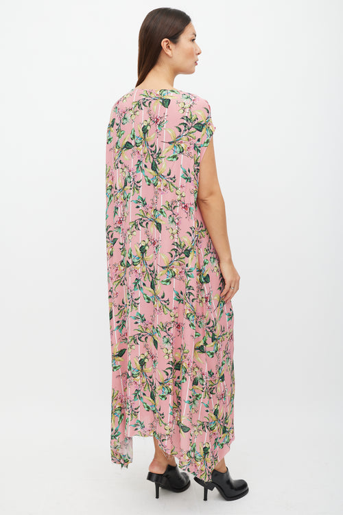 Vetements Pink & Multicolour Floral Sleevelesss Dress