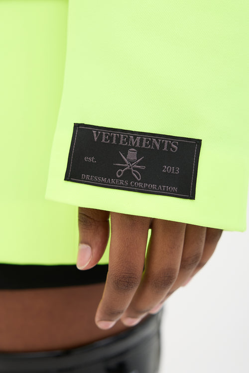 Vetements Spring 2020 Neon Peak Lapel Blazer