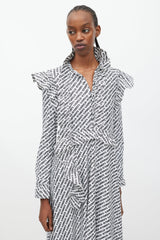 Vetements Summer 2018 White & Black Logo Ruffle Dress