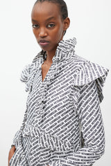 Vetements Summer 2018 White & Black Logo Ruffle Dress