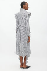 Vetements Summer 2018 White & Black Logo Ruffle Dress